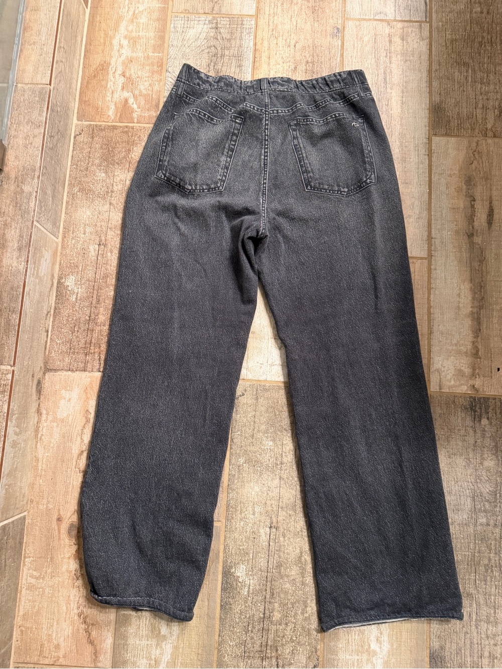 rag & bone Miramar Printed Sweatpant Wide-Leg Jeans Cotton Medium Washed Black - Picture 5 of 9